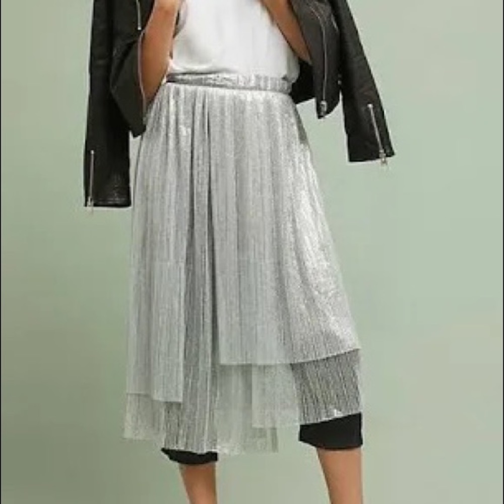 NWOT Anthropologie Maeve Metallic Pant Skirt Size 4